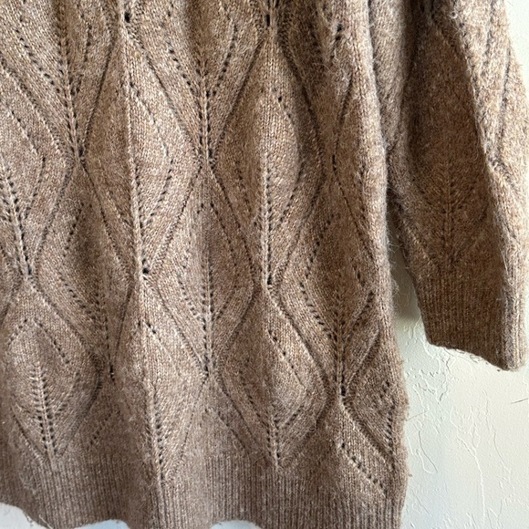Sundance Taupe Cowl Turtle Neck Loose Weave Wool Blend Tunic Sweater Dress Sz S - Picture 3 of 10